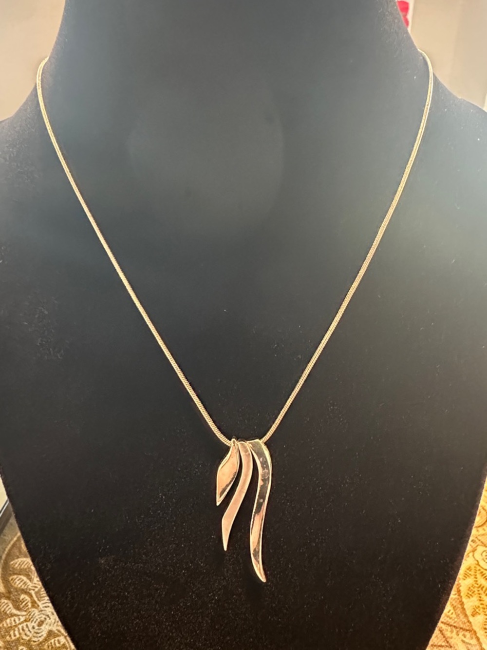 Silver - Tone Three Leaf Pendant Necklace - Women's Jewelry